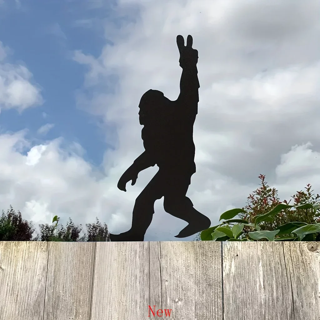 

Funny Gorilla Metal Silhouette Garden Decoration Stake Fence Top Lawn Garden Patio Outdoor Decor Yard Sign Garden wall deco