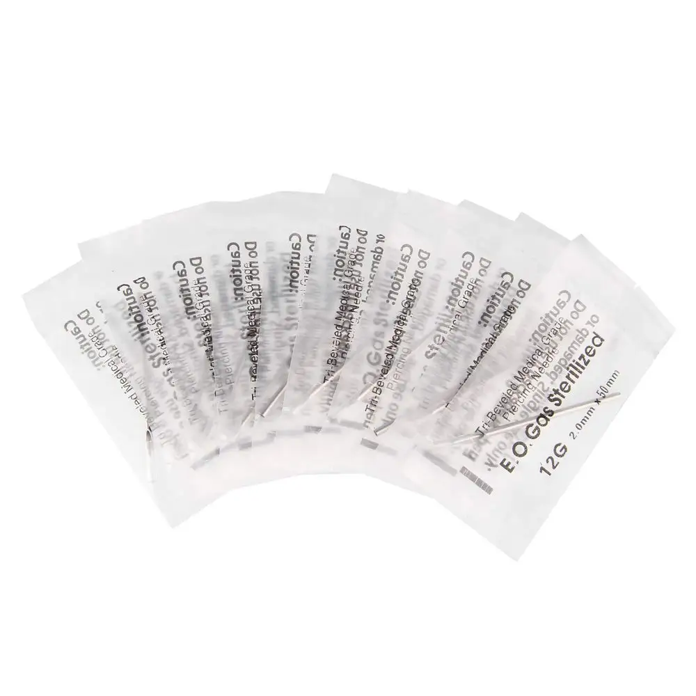 100PCS/Box Disposable 316 Steel Piercing Puncture Needles For Navel Nipple Ear Nose Lips Tattoo Supplies Kit 12g/13g/14g/16g/18g 2