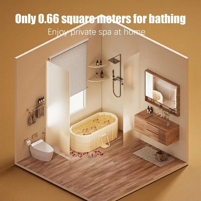 Bathing Bucket Folding Bathtub Portable Adult Full Body Bath Constant Temperature Free Installation 1.2/1.5m Bathtub Household