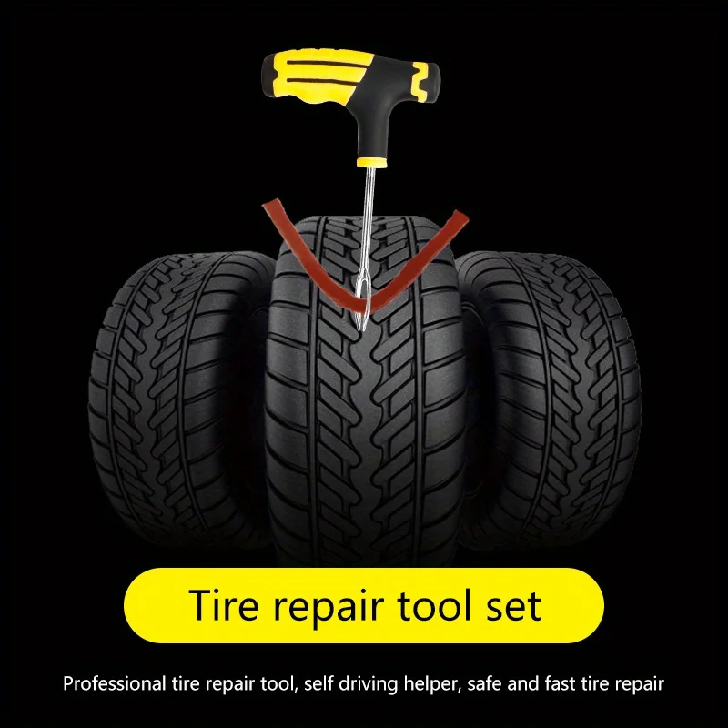 Tire Puncture Repair Kit 4.13" T-Handle Tool 12ml Rubber Glue Roadside Emergency Fix for Bike Motorcycle Car tire repair kit tire repair glue