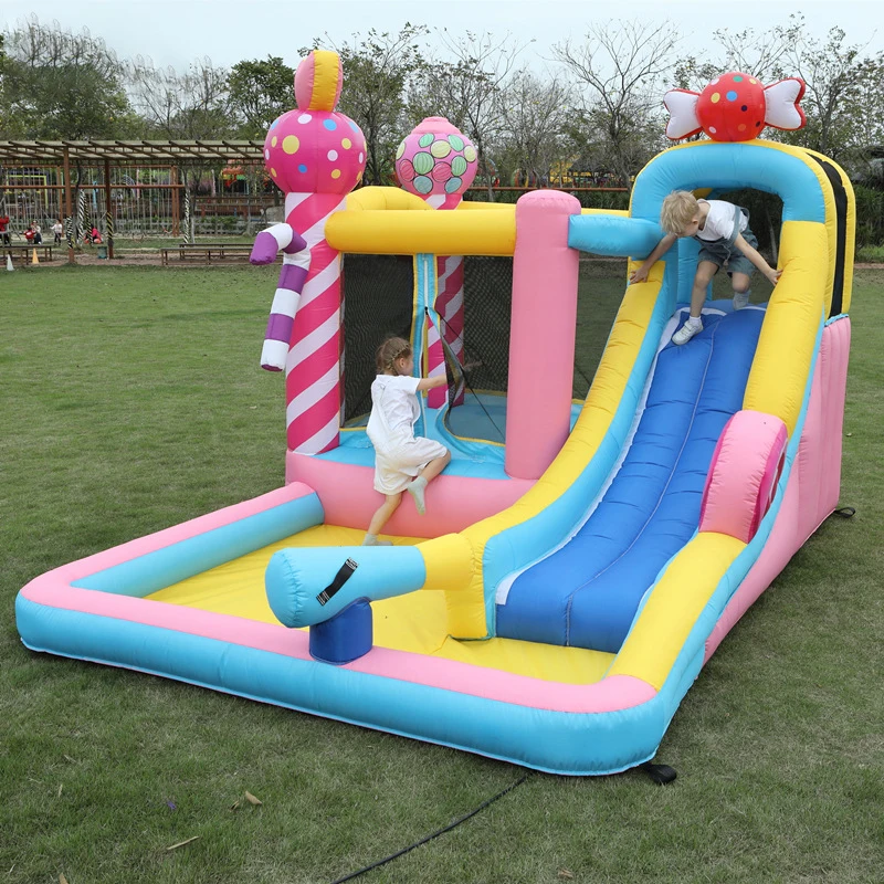 Inflatable Bounce House With Air Blower Inflatable Castle With Jumping Slide commercial grade white or pink bounce jumping castle inflatable bouncy house with ball pit for kids for wedding and parties