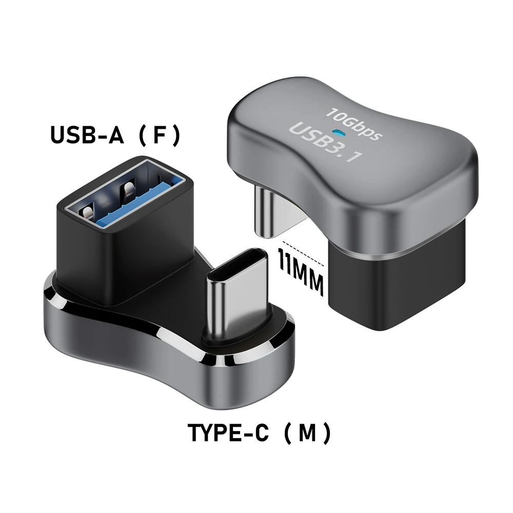 180도 U자형 100W USB 3.2 유형 C/USB 남성-여성 어댑터 OTG 10Gbps 고속 데이터 4K 태블릿 USB-C 충전 변환기 도구