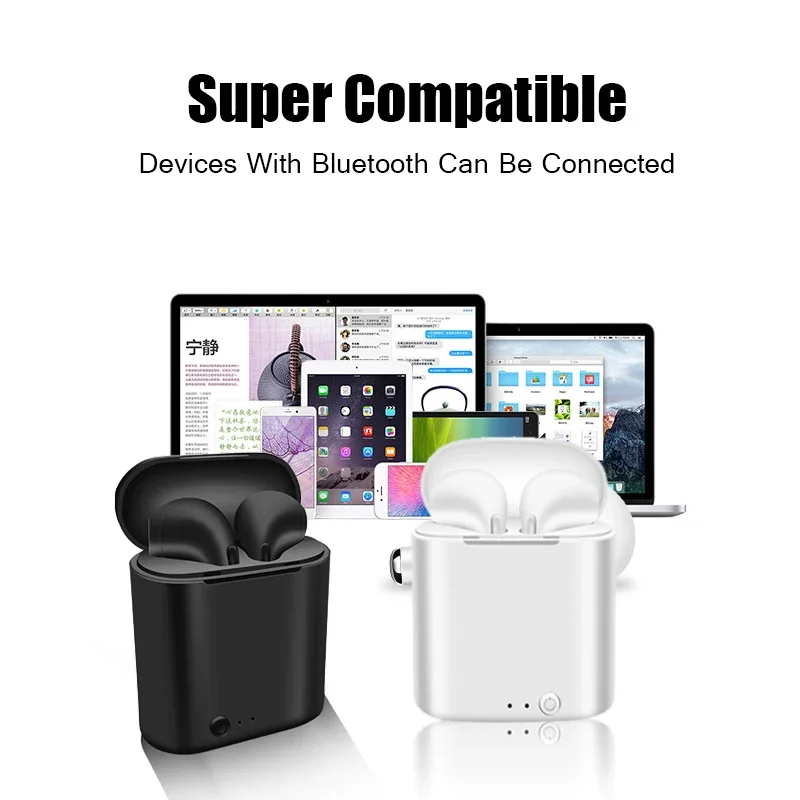 thumbnail image 2 of I7Mini TWS auriculares Bluetooth 5,1 Auriculares inalámbricos con bluetooth 9D estéreo deportes auriculares impermeables con micrófono caja de carga, 2 of 6