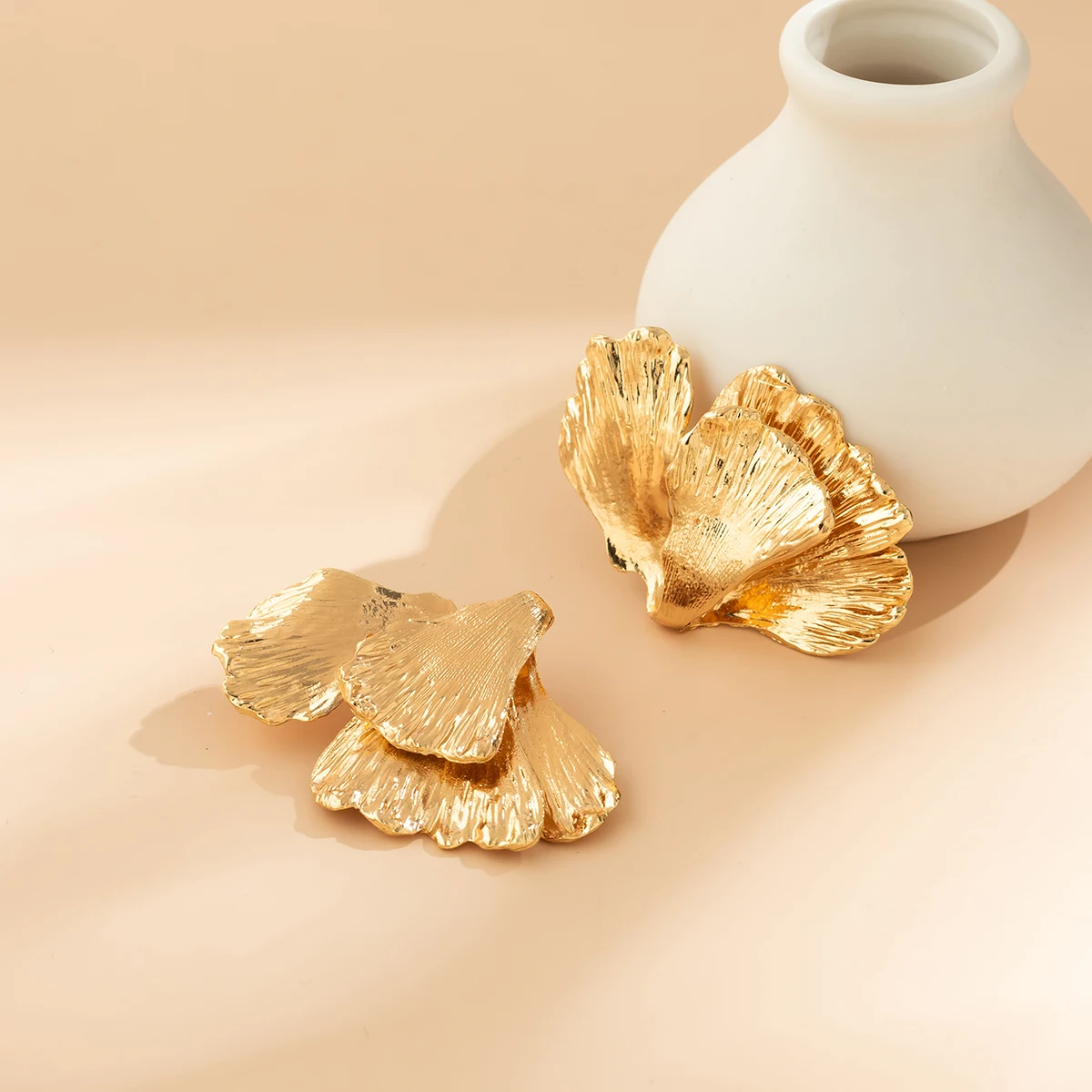 ライオンホールマーク　銀製花瓶　116g/高さ18.3㎝　東Y7-0630⭐︎2F IngeSight.Z Bohemian Geometric Gold Color Big Ginkgo Leaf