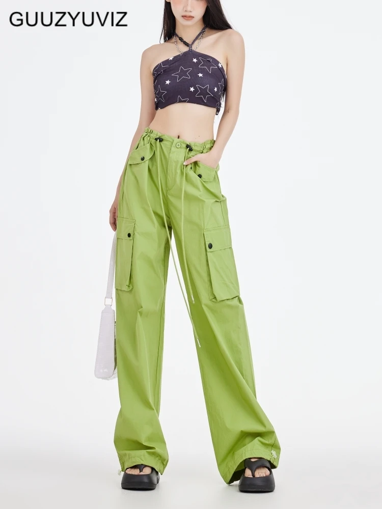 

Брюки-карго женские с широкими штанинами и высокой талией, свободные