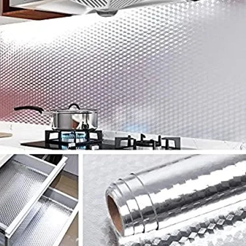 Aluminum Foil Paper Kitchen Oil-proof Stickers Waterproof Gas Stove Shield Self-adhesive Silvery for Kitchen Special Accessories 2