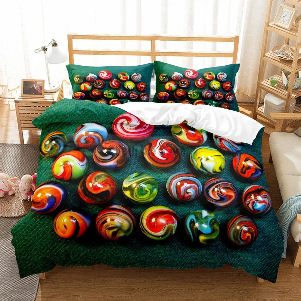 

Duvet Cover Colorful Marbles 2/3 Home Textile For Kids Adult Cute Bedding White Bedding Set Double King Full Size Home Decor