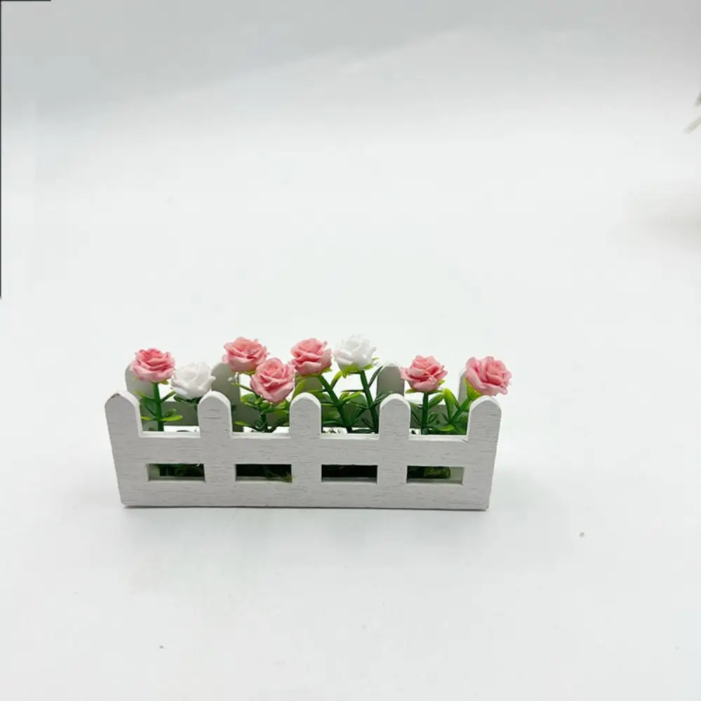 1:12 스케일 인형집 모형 장미꽃 5가지 색상 실물 같은 꽃 울타리 장식 미니어처 화분 장난감 인형집 장식