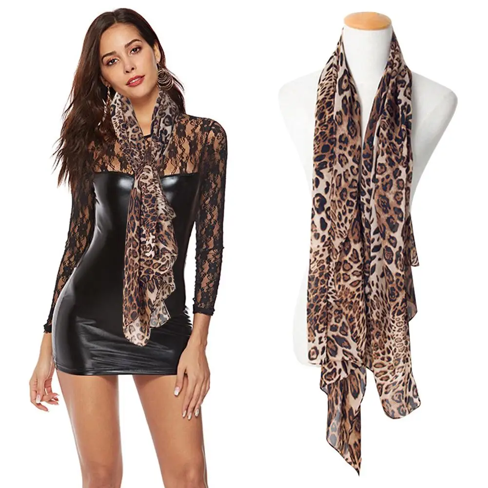 Print Scarf Women Shawl Vintage Leopard Print Scarf Fashion Soft Chiffon Shawl Scarf Women Winter Animal Print Leopard Scarves