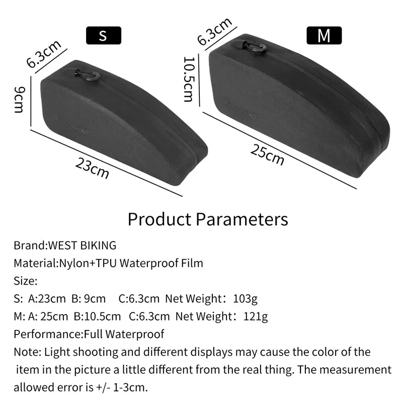 WEST BIKING Bicycle Top Tube Bag Portable Bike Handlebar Bag Nylon TPU Full Waterproof Triangle Bag MTB Road Cycling Accessories