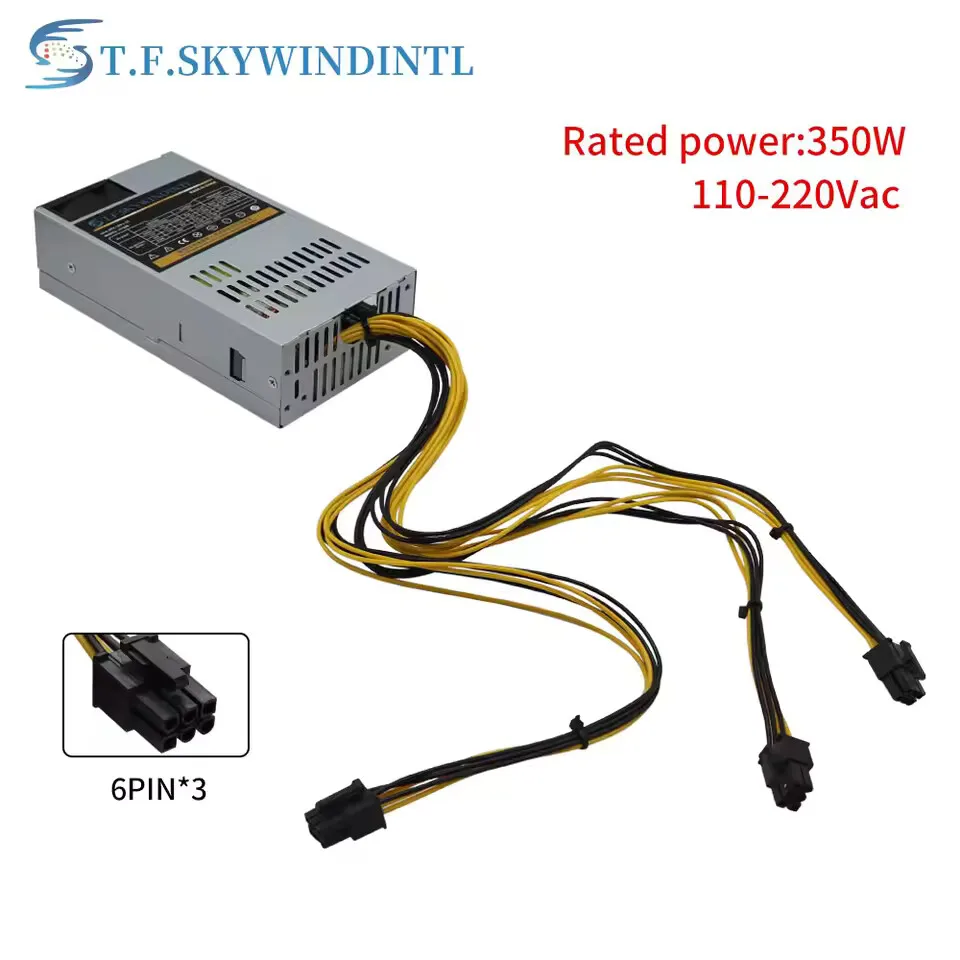 1U 350W ATX 플렉스 전원 공급 장치 실버 6Pin*3 채굴용 전원 무음 슈퍼 열 방출 강력한 내구성 전원 공급 장치