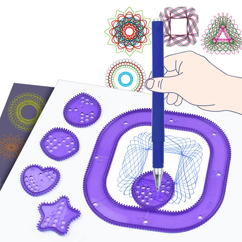 

Kids Kaleidoscope Science Magic Ruler Toys Set Creative Art Drawing Stencil Early Learning Drawing Ruler Fun Learning Stationery