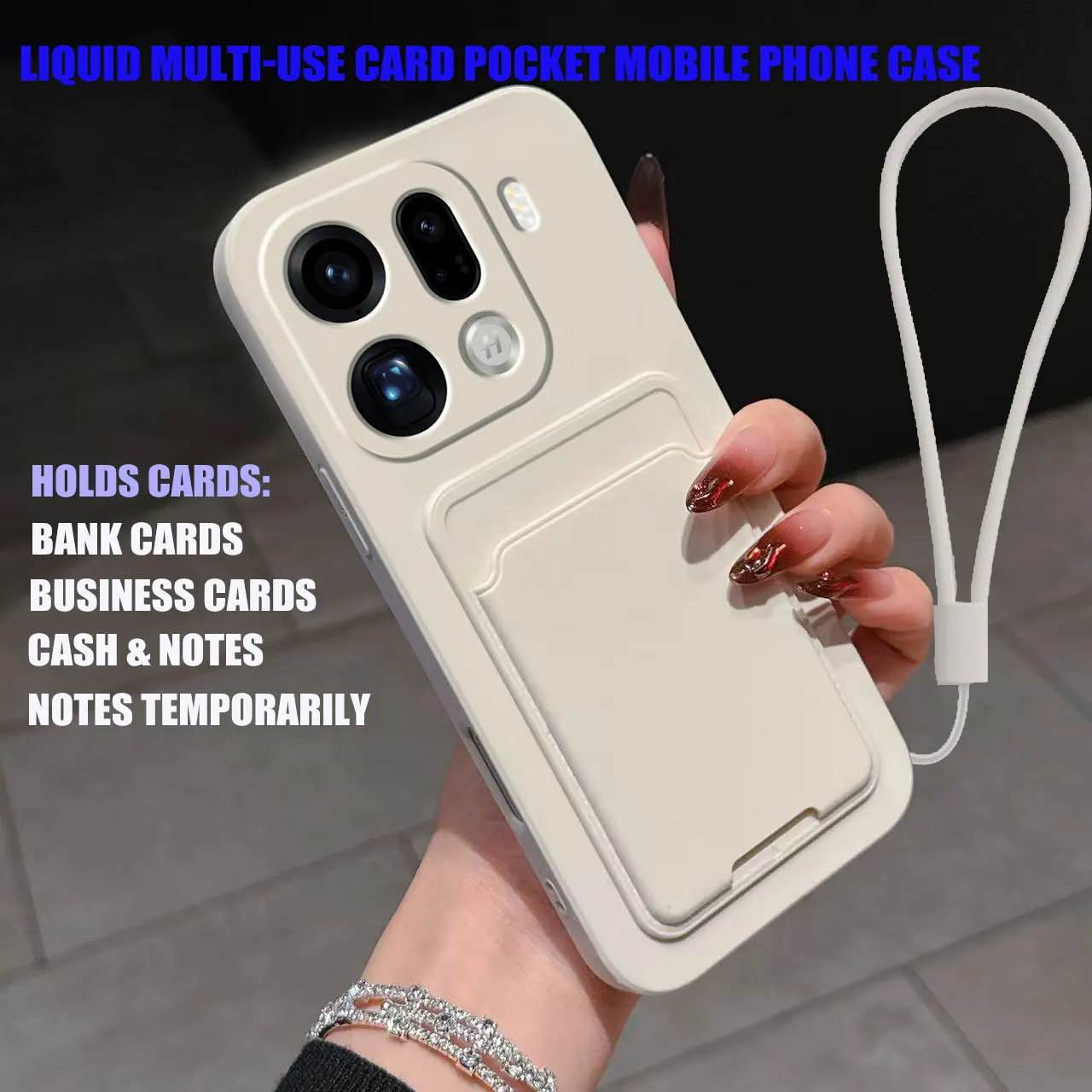 Liquid Silicone Card Holder Phone Case with Shockproof Back Pocket Wallet