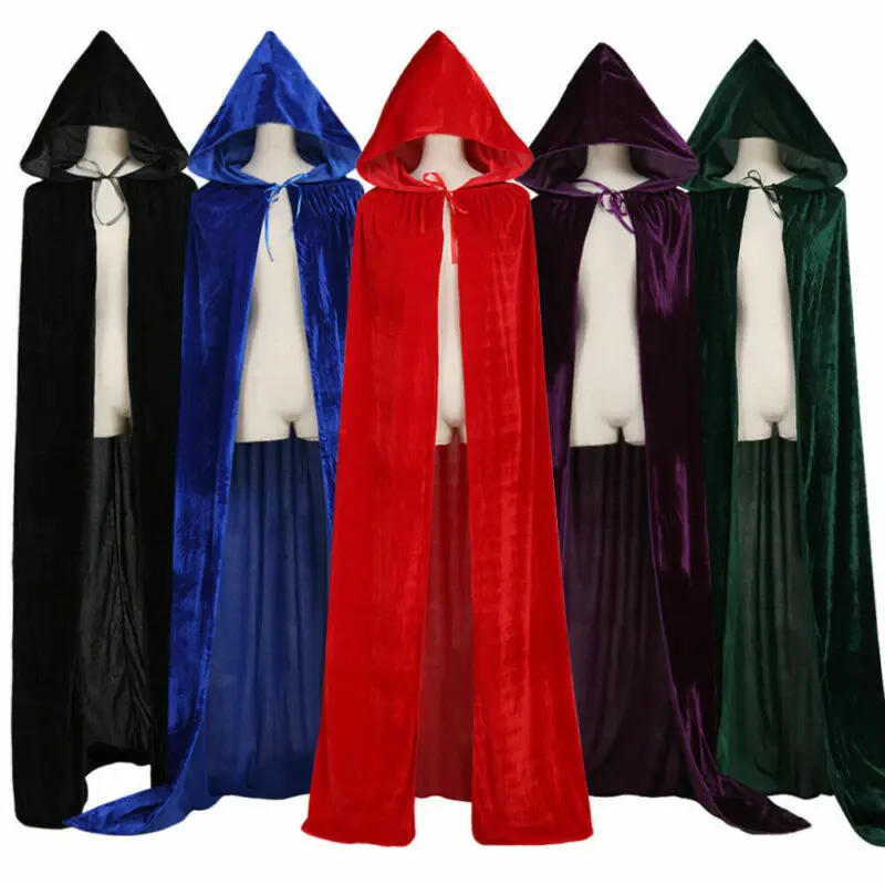 Cape En Velours D'halloween, Costume Médiéval à Capuche, Sorcière Wicca Vampire Reaper, Costumes De Cosplay De Fête, Manteaux Longs