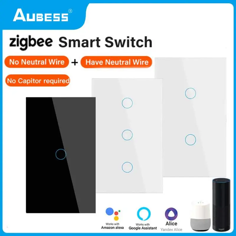

Zigbee Smart Switch Wall Touch Wall Panel WaterProof No Neutral Wire Required Tuya APP Control Works With Alexa Google Home