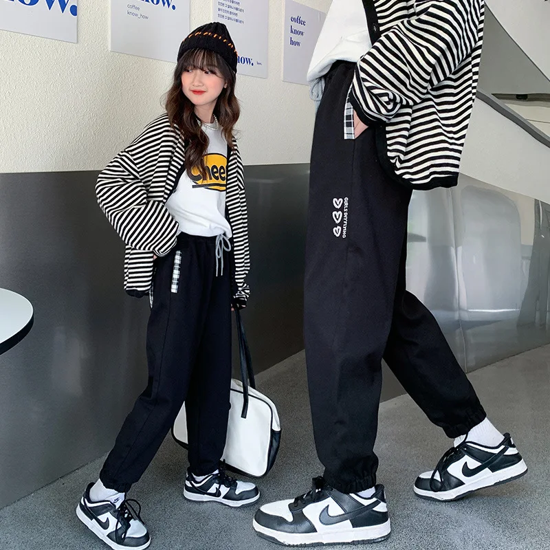 

Hip hop Girls Pants For Kids Letter Sweatpants Joggers Girls Harem Pants Track Loose Trousers Children 5 7 9 11 Girls Clothes