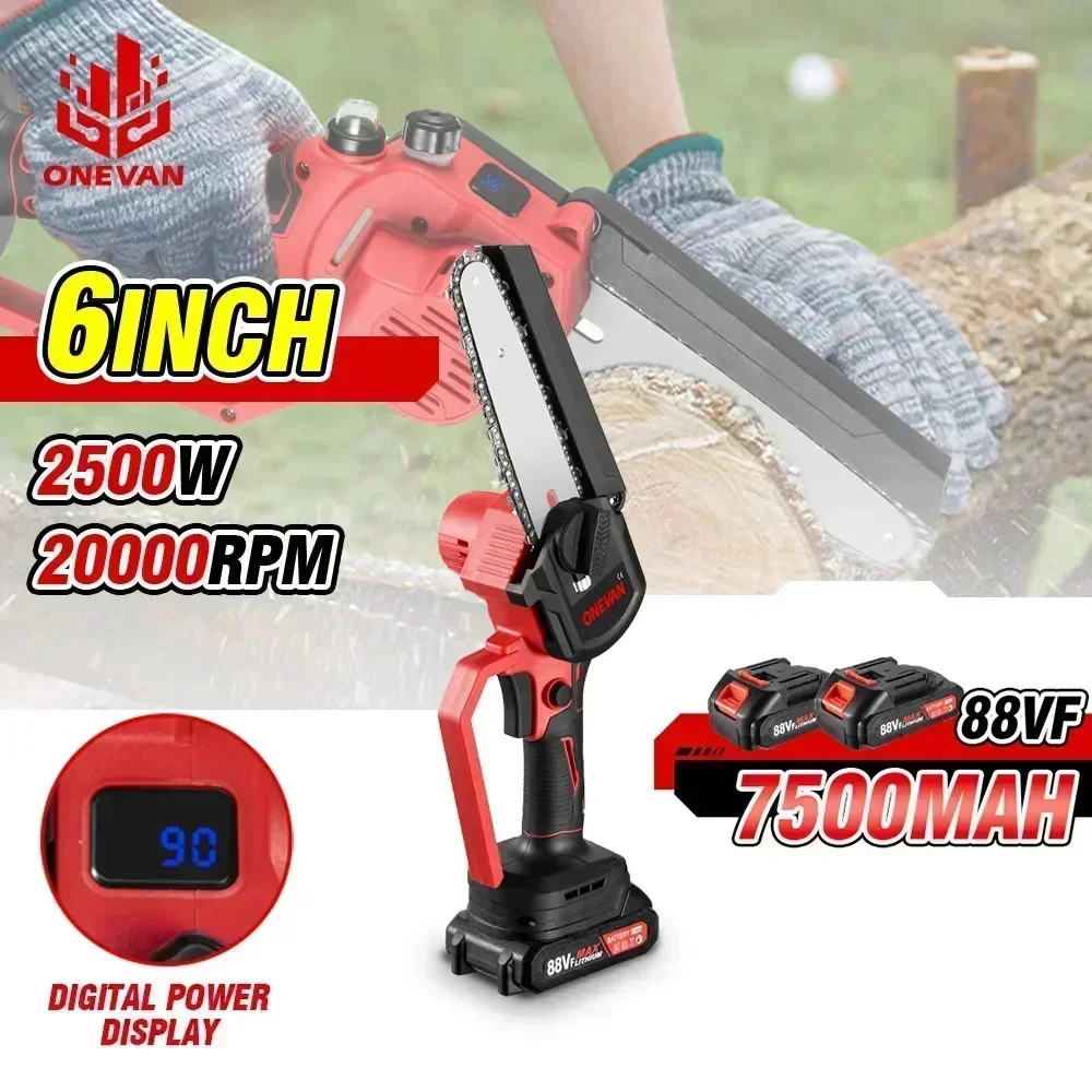 SEESII P6 Combo 6 Pouces Mini Tronconneuse Avec Perche & 33 Mm Secateur Electrique, 4-en-1 Ensemble D'Outils De Jardin Avec 2 * 4000 MAh Batteries, Portée Maximale Jusqu'à 4,57 M