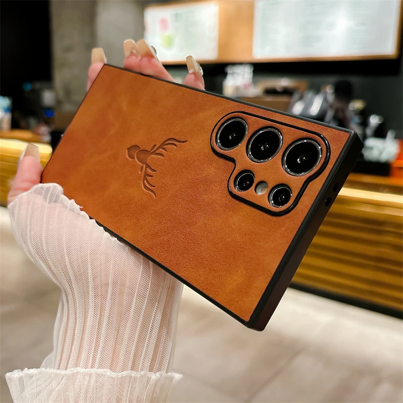 Elegant Soft Leather Deer Head Back Case