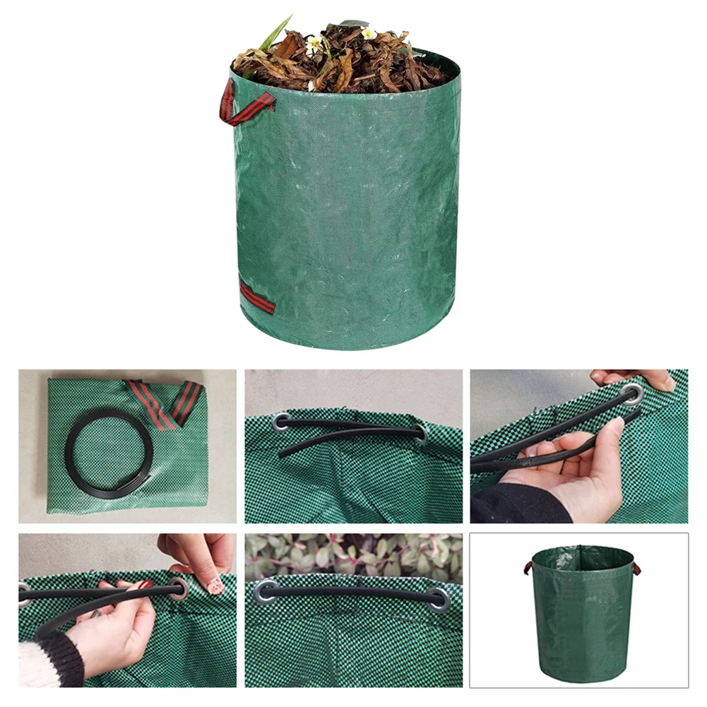 60L-500L Reusable Garden Bag Large Capacity Leaf Sack Light Trash Can Foldable Garden Garbage Waste Container Storage Bag