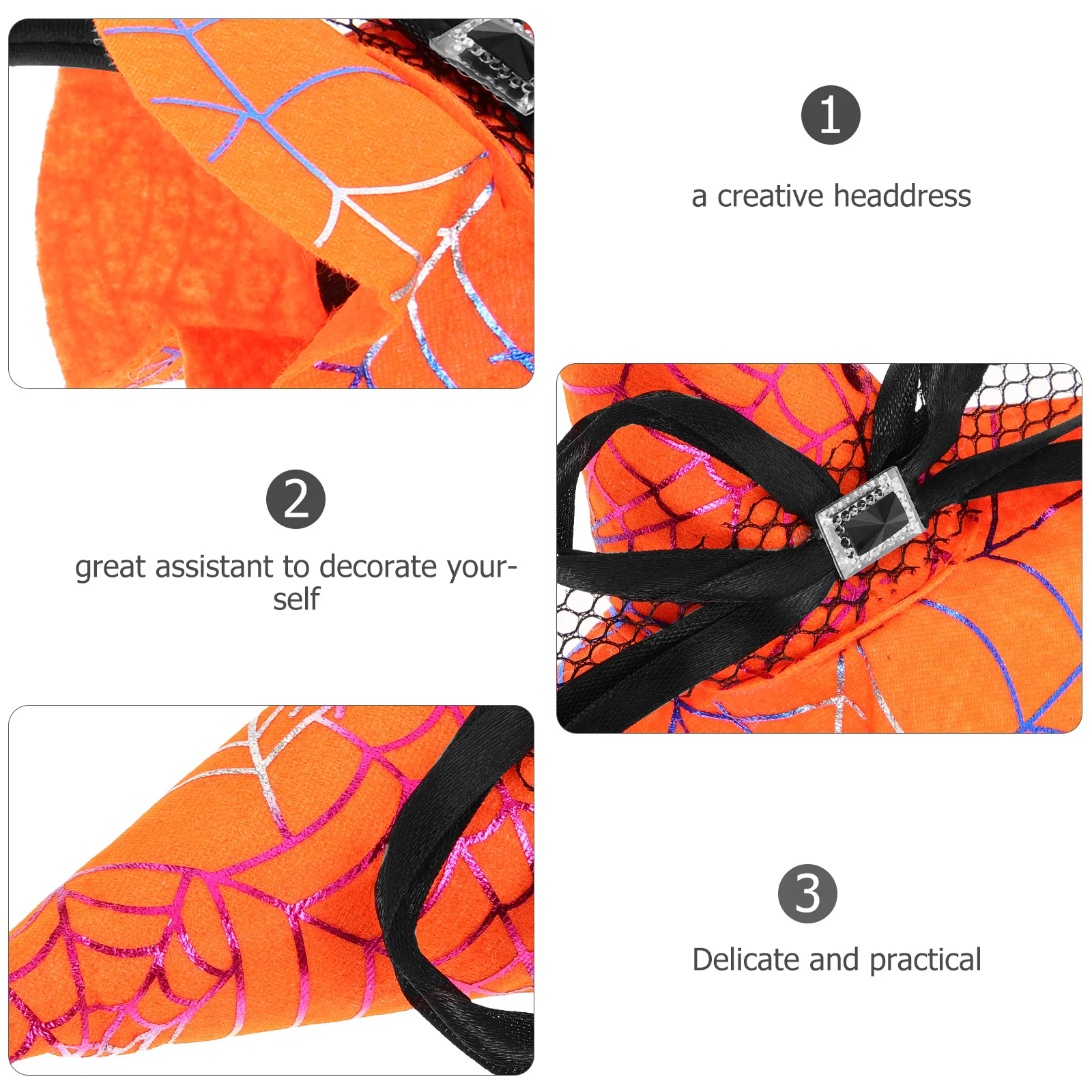 Hair Ribbons Halloween Headband Witch Hat Clasp Accessories Hoop Orange Headwear Child