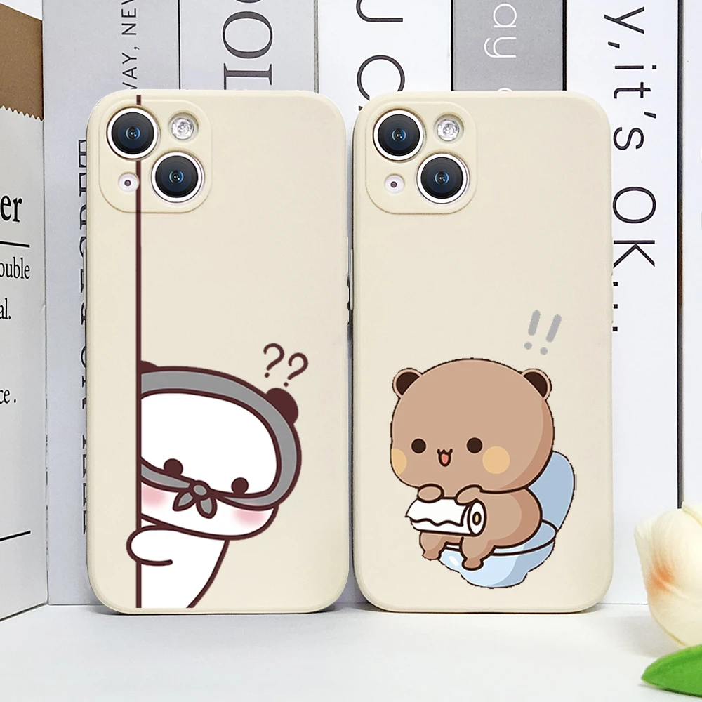 Bubu Dudu Cute Couple Bear Phone Case for IPhone 11 13 16 15 14 12 Pro Max Mini X XS XR 7 8Plus Soft Silicon Cover Lovers Fundas