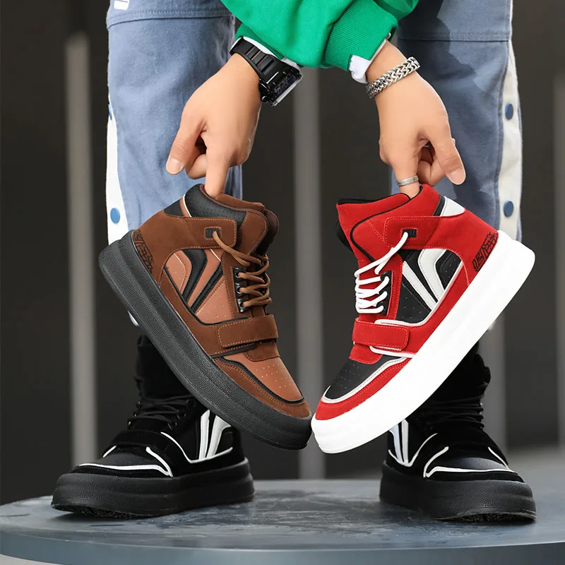 Red Winter Mens High-top Sneakers Fashion Sports Skateboard Shoes Men Comfortable Platform Designer Shoes Man zapatillas hombre