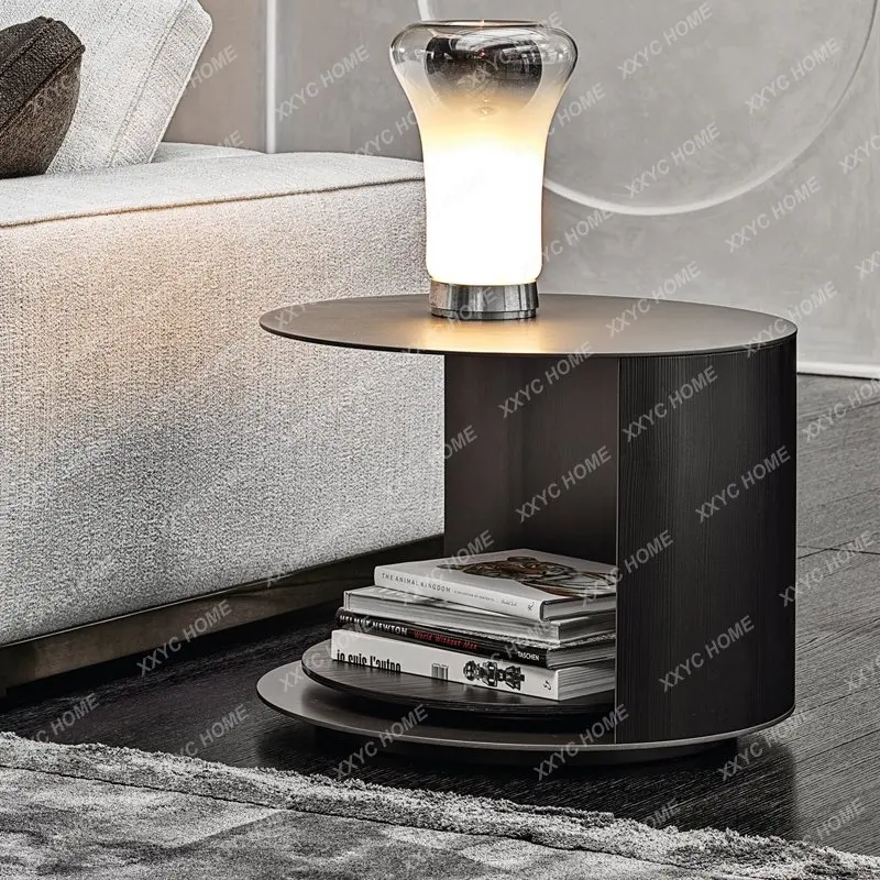 

Italian Minimalist Side Table Light Luxury Stainless Steel Sofa Corner Table Model Room Villa Small Tea Table