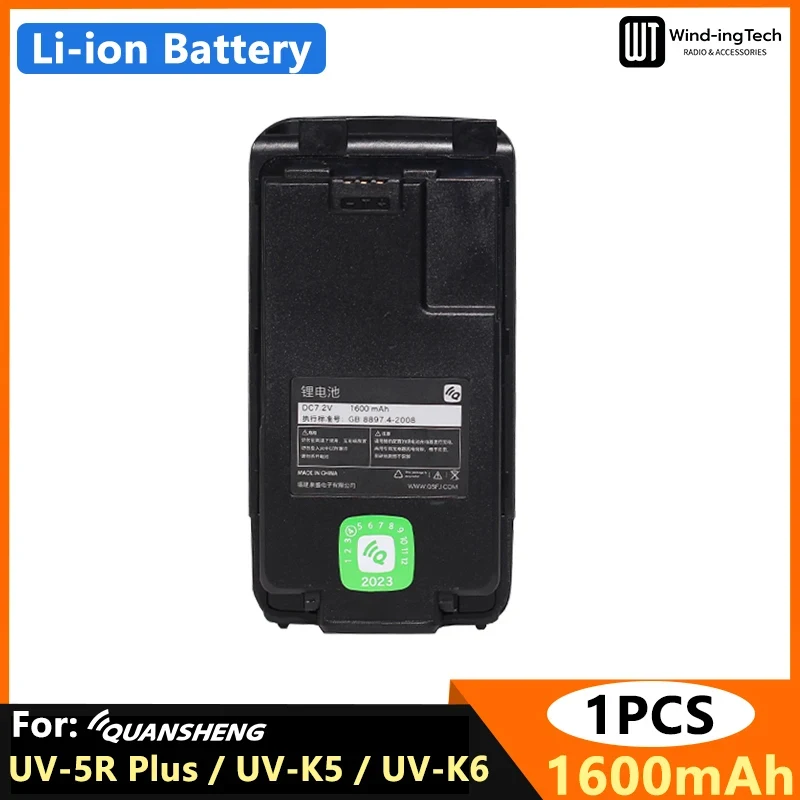 Quansheng UV 5R Plus Li-ion Battery DC 7.2V 3800mAh Battery BPK5 For UV-K6 Walkie Talkie UV K5 UV K58 Two Way Radio Rechargeable