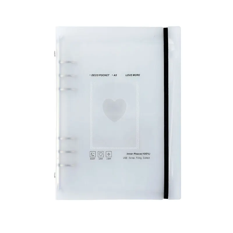 Photo Scrapbook Binder A5 Matte Heart Photo Scrapbook Binder Refillable 3'' Idol Collection Binder for Girls