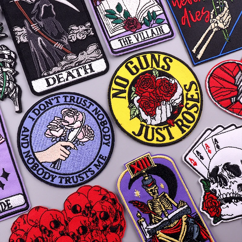 Description Picture 4 of itemSkeleton Loves Patch DIY Horror Style Embroidered Patches On Clothes Jacket Flowers Iron On Patch Sewing Stripe Fusible Applique