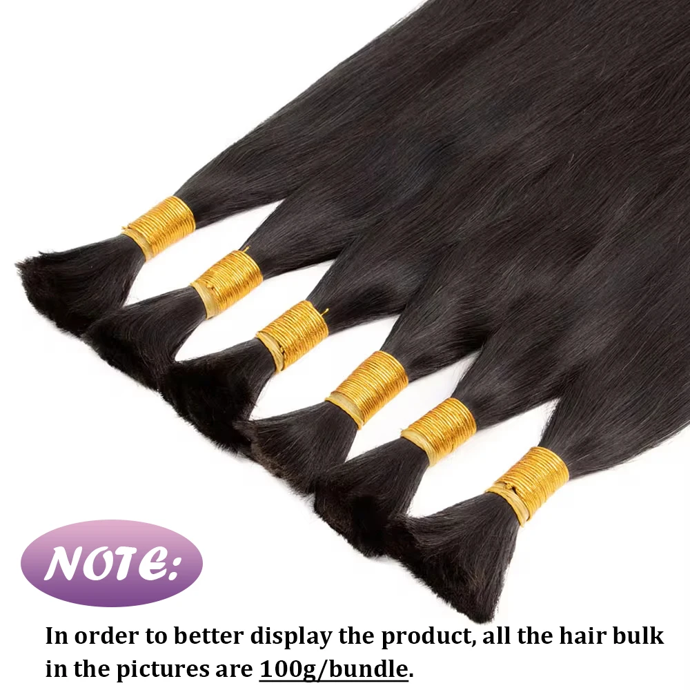 Bulk Hair Silky Straight 100% Human Hair Bulk No Weft Human Hair Extensions 50G 100G Micro Human Braiding Hair For Boho Braids 6