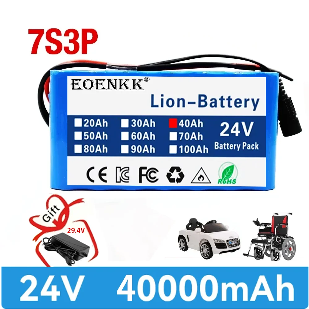 

New pattern 24V 40000mAh 7S3P 18650 Rechargeable Batteries 24V Lithium Battery Wheelchair Battery 7s3p Battery Pack for Bicycle