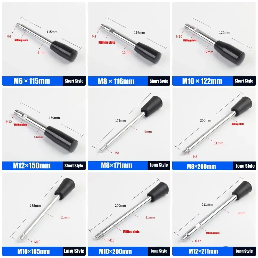 1Pcs Durable M6-M12 Handle Bar Bakelite Knob Fixed Machine Work Rod General Carbon Steel Bar Bench Drill Accessories