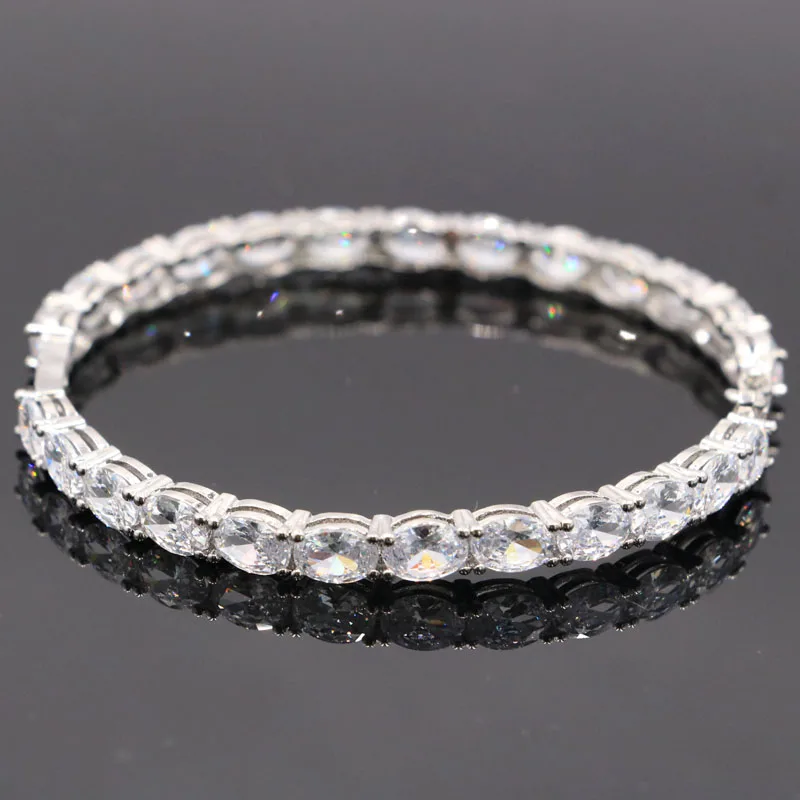 13g Customized 925 SOLID STERLING SILVER BRACELET Fancy Fire Rainbow Mystic Topaz White Sapphire Tanzanite Ladies Engagement 8.5