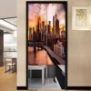 New York Cityscape Buildings Door Curtain Japanese Style Kitchen Partition Drapes Restaurant Cafe Entrance Hanging Half-Curtain 4