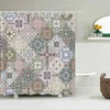 Bohemian 3D Shower Curtain, Indian Mandala Flower Green Blue Chic Color Modern Pattern Bathroom Fabric Home Decor Shower Curtain 1