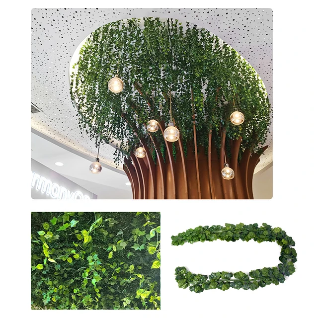 Mesterséges Borostyán Rattan Levél Selyem Növény Otthoni Esküvői Fürdőszoba Dekoráció Kerti Parti Szőlőlevelek Barkácsolás Hamis Növények - Image 5