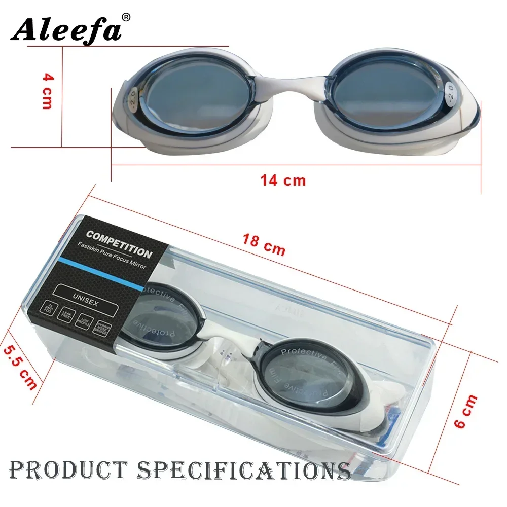 White Myopia Swimming Goggles with Anti-Fog Spray for Boys and Girls Slicone Band