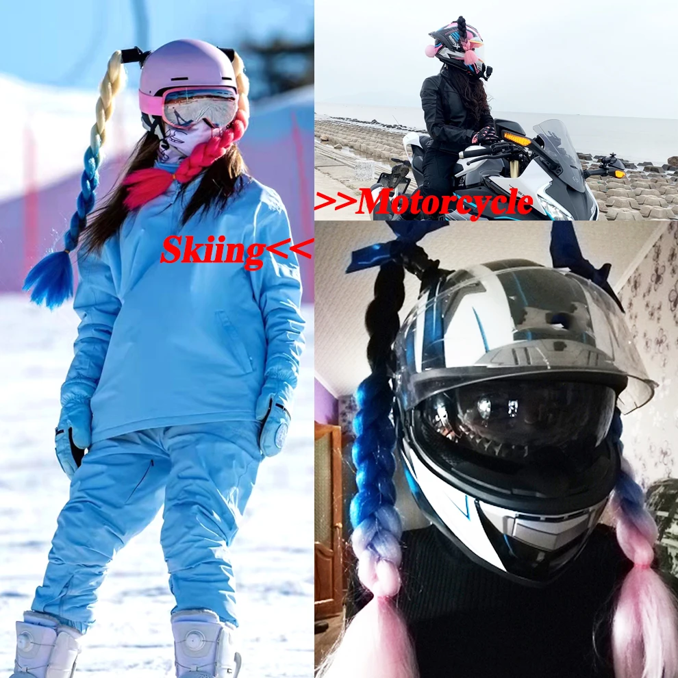 2 ピース/ペア新しいオートバイヘルメット三つ編み女性三つ編み