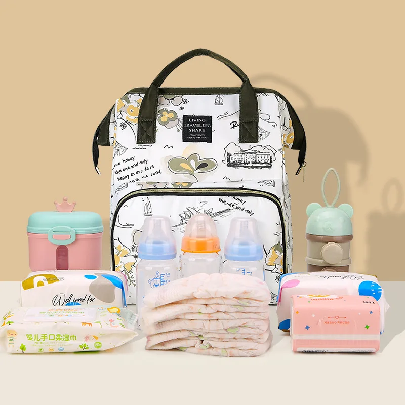 Walking Baby Travel Large Capacity Mom Bag Diaper Bags Mommy Bag Backpack Floral Printed Multifunctional Mother and Baby Bags