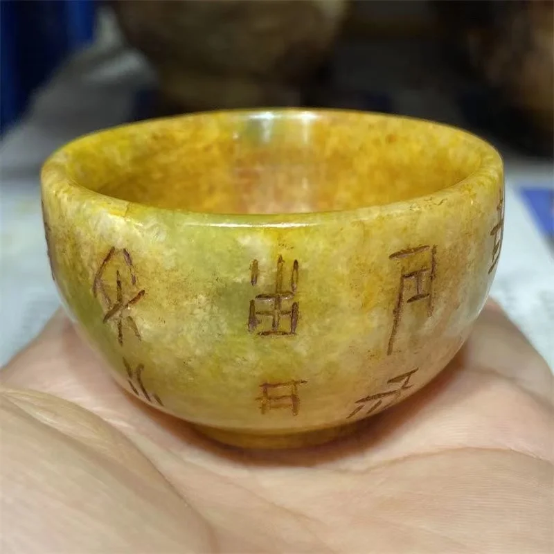 Rare old jade natural cup,Free shipping 2