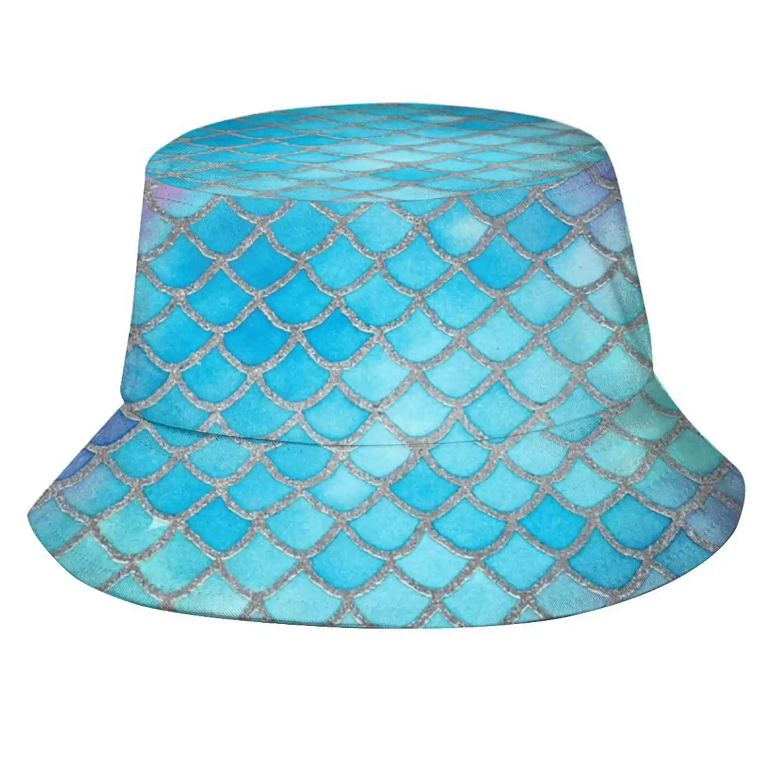 Mermaid Magic Korean Caps Funny Beach Bucket Cappelli Acquerello Sirene Sirena Modello Sirena Squame La Sirenetta