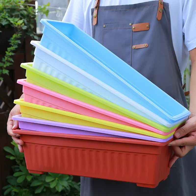 

Thickened Resin Plastic Flowerpot Balcony Planter Succulent Green Flowerpot Rectangular Flowerpot Planters for Indoor Plants