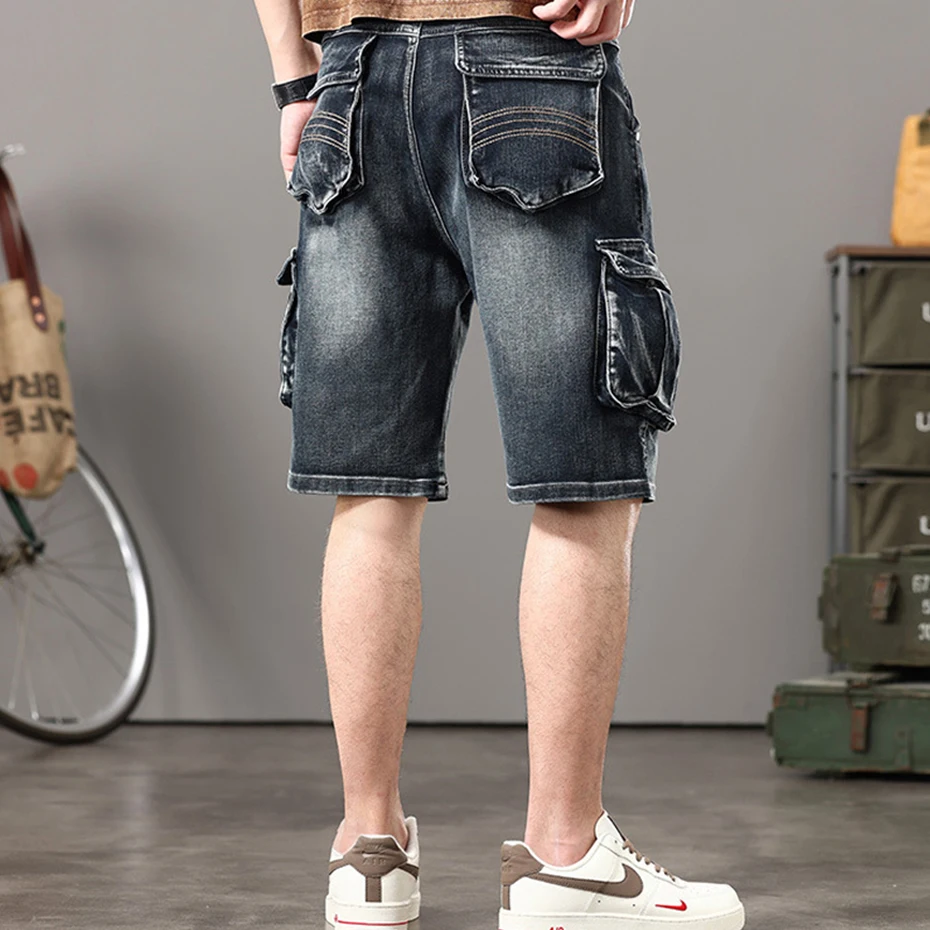 Denim Shorts Men Summer Jeans Shorts Baggy Cargo Fashion Streetwear Short Pants Plus Szie 44