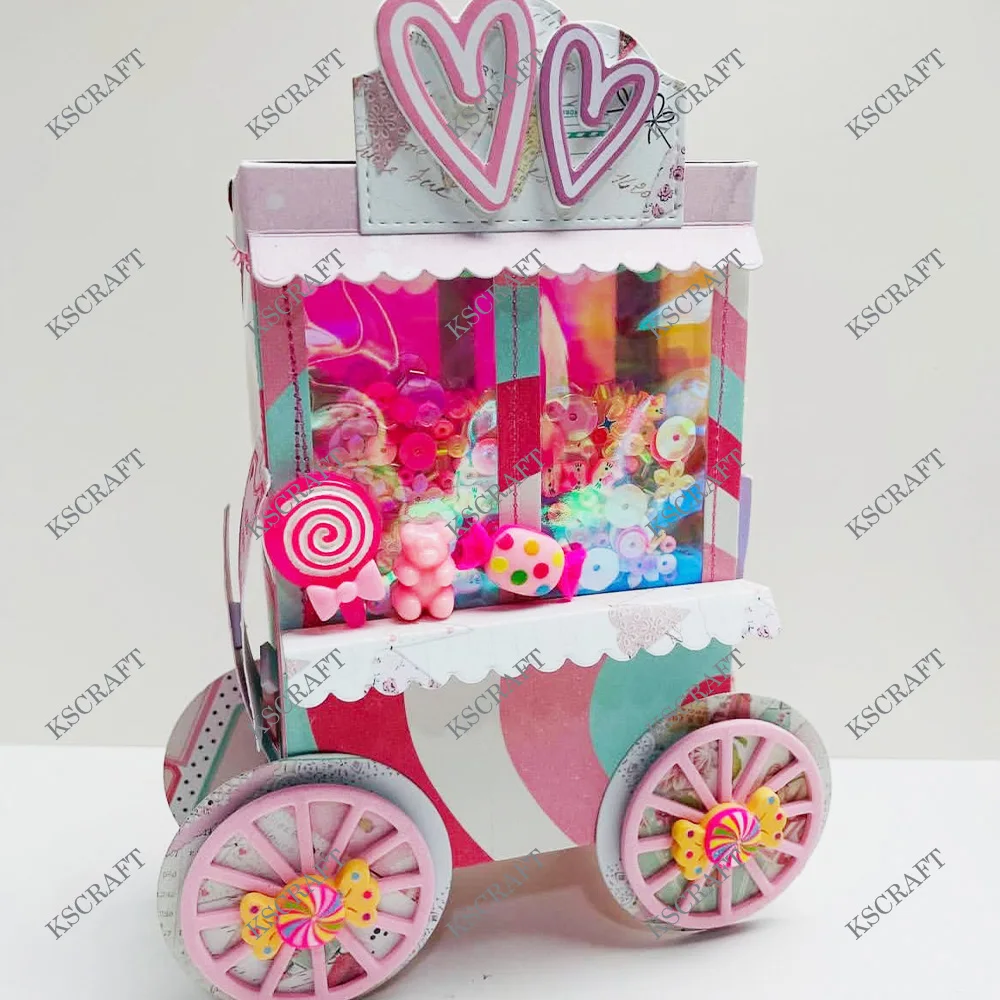 KSCRAFT 캔디 카트 상자 절단 다이 스텐실 DIY Scrapbooking 장식 엠보싱 DIY 종이 카드