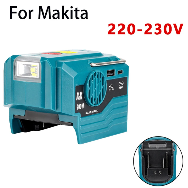 Omvormer van 18V accu naar 220V past ook op Makita accu LXT