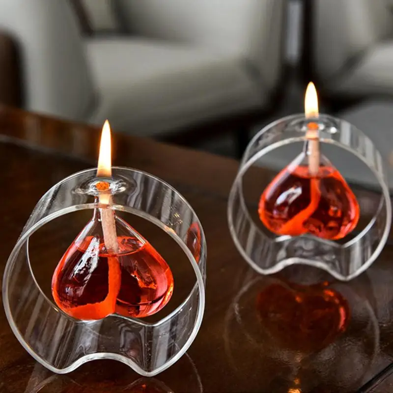 

Oil Lamps Indoor Valentines Day Heart Glass Oil Candle Candle Gifts For Women Decorative Lamp For Home Decor House Warming Gifts