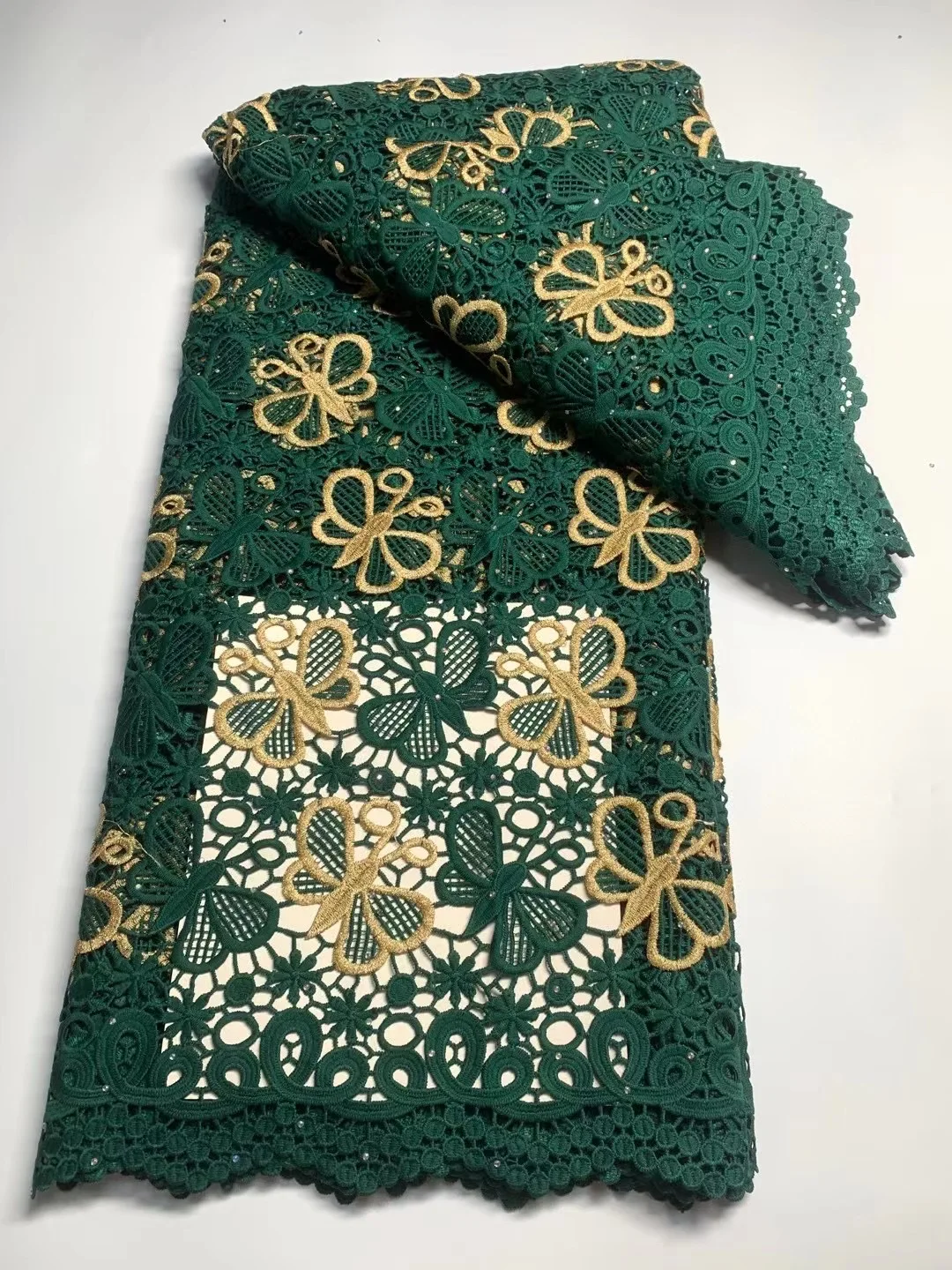 

Guipure Cord Lace Fabric 2023 High Quality Embroidery African Real Couple Cord Cupion Garment Materials Sewing For Wedding Dress