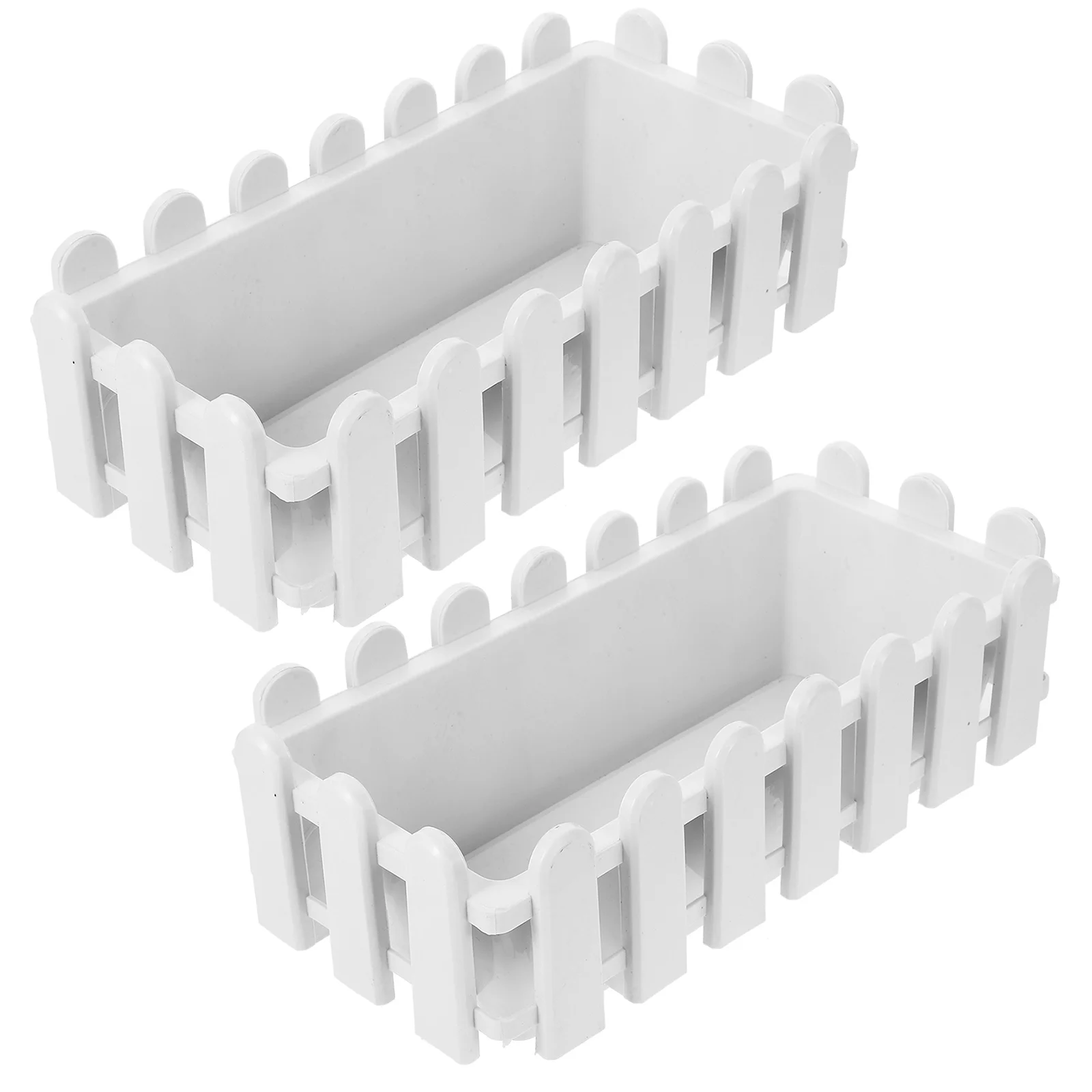 

Deck Railing Planter Rectangular Fence Flower Pot Green Succulent Planting 2pcs Vegetable Boxes