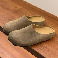 Mules en daim pour femme, chaussures simples, collection Printemps-Automne 2026, mules Baotou à enfiler pour l'extérieur 1